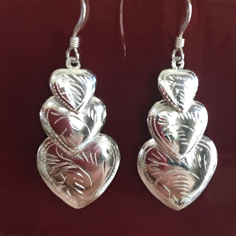 Silver heart earrings